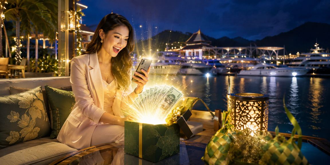 Pengguna Langkawi menggunakan telefon untuk memantau perlawanan langsung semasa Hari Raya